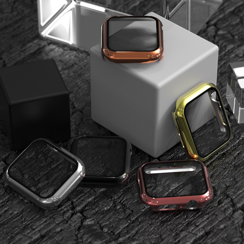 Schermbeschermer pc-hoes voor apple watch se-serie 6 5 4 3 behuizing met gehard glas voor iphone 44mm 40mm 38mm 42mm bumper