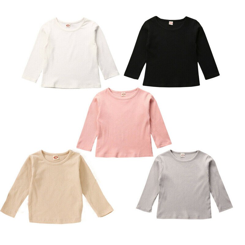 Meisjes lange mouwen kinder gebreid t-shirt onderkant shirts kinderen lente en zomer herfst lange mouwen casual t-shirt