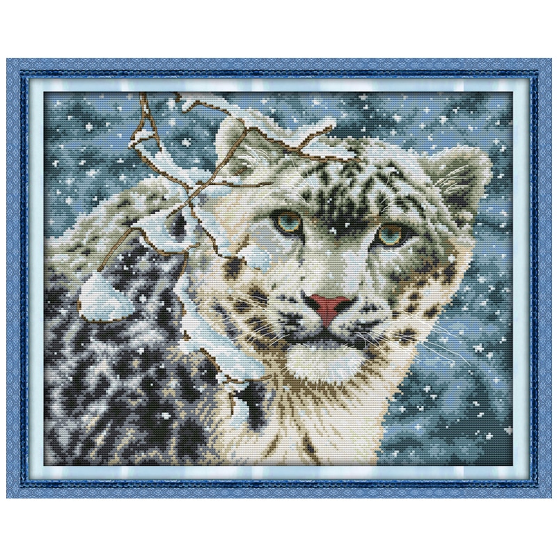 Snow Leopard Counted Cross Stitch 11CT 14CT Cross Stitch animals Cross Stitch Kit Embroidery for Home Decor Needlework