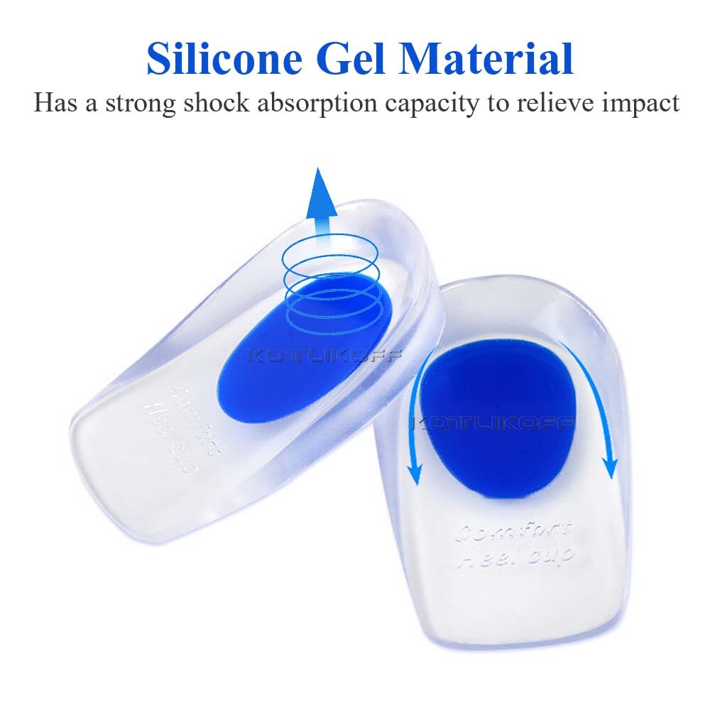 Almohadillas de Gel de silicona para talón, plantilla para aumento de altura para zapatos, insertos para fascitis Plantar, esparto de hueso y dolor de Aquiles