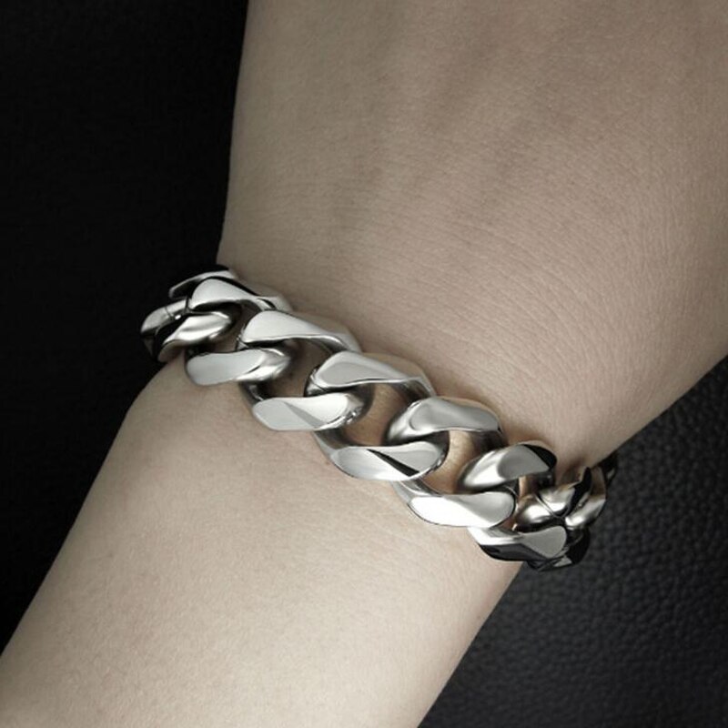 Polished 316L Stainless Steel Hand Chain Link Mens Bracelet Male Jewelry Classic Casting Process Bracelets Bangles Armband
