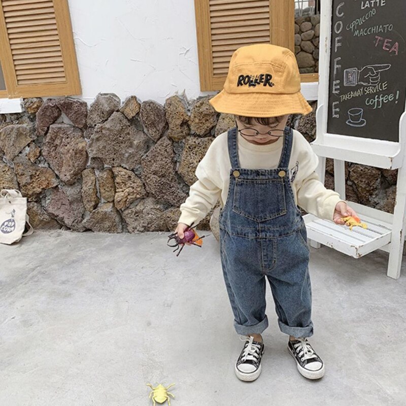 Monos vaqueros versión coreana para niños y niñas de 0 a 6 años, pantalones informales a la , Mono que combina con todo, primavera y otoño