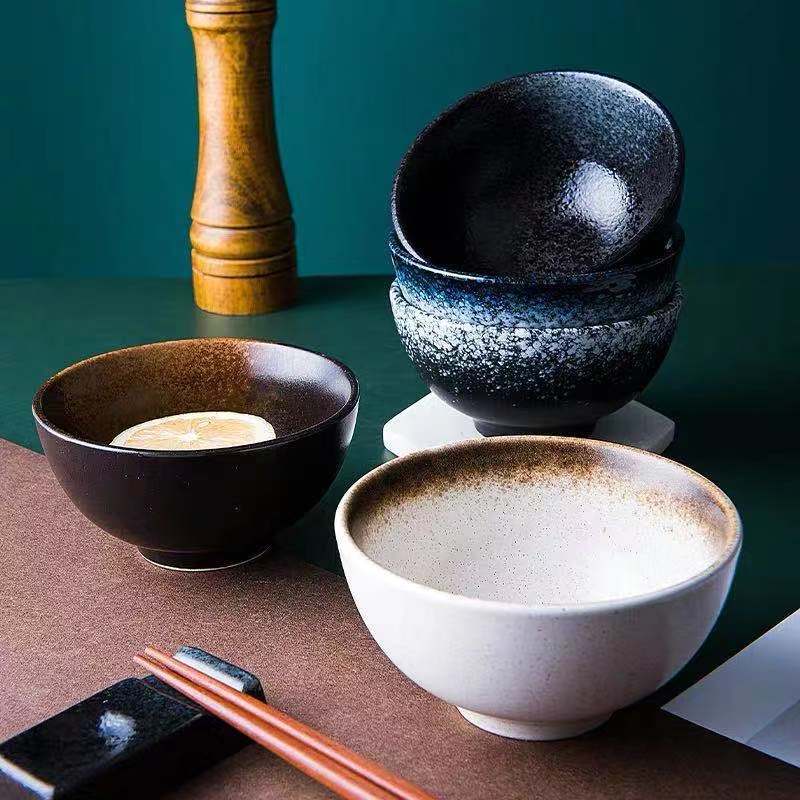Japonês tigela de cerâmica casa arroz macarrão tigela sopa comer pequenas tigelas talheres conjunto retro criativo comer tigela