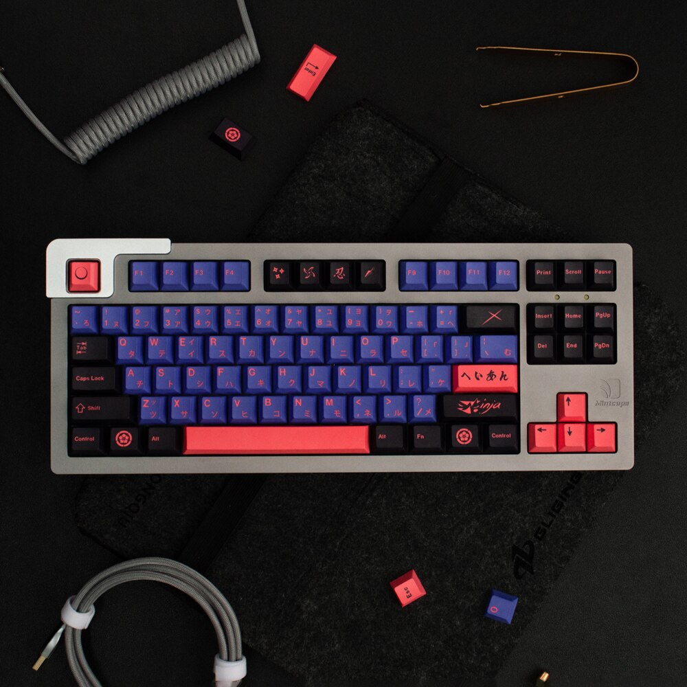 Ninja Keycaps 137 Keys Personality PBT Cherry Profile 5 Sides Dye Sublimation Key Caps for 64/87/980 Mechanical Game Keyboard