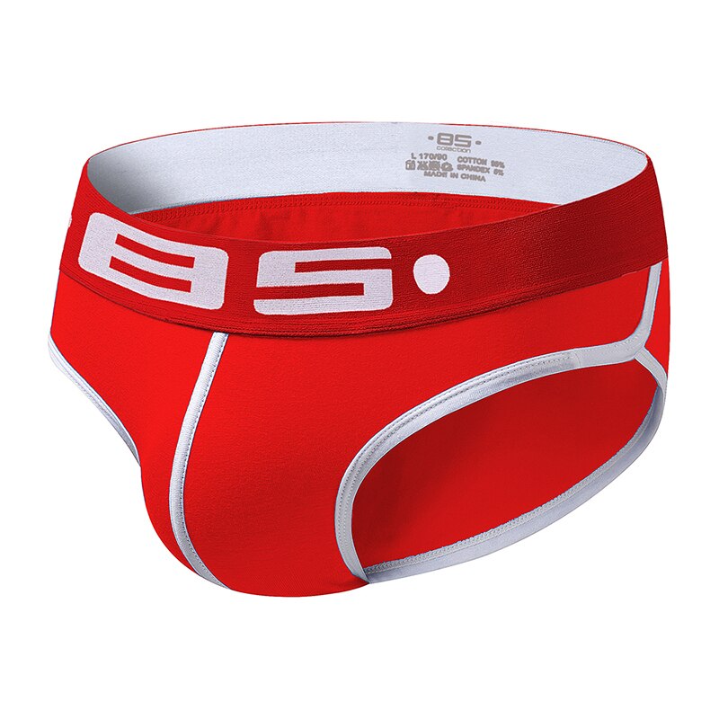 Brand Best Popular Men Briefs Cotton Spandex Elastic Underpants Sexy breathable Cueca comfortable Men underwear BS073: Red / M