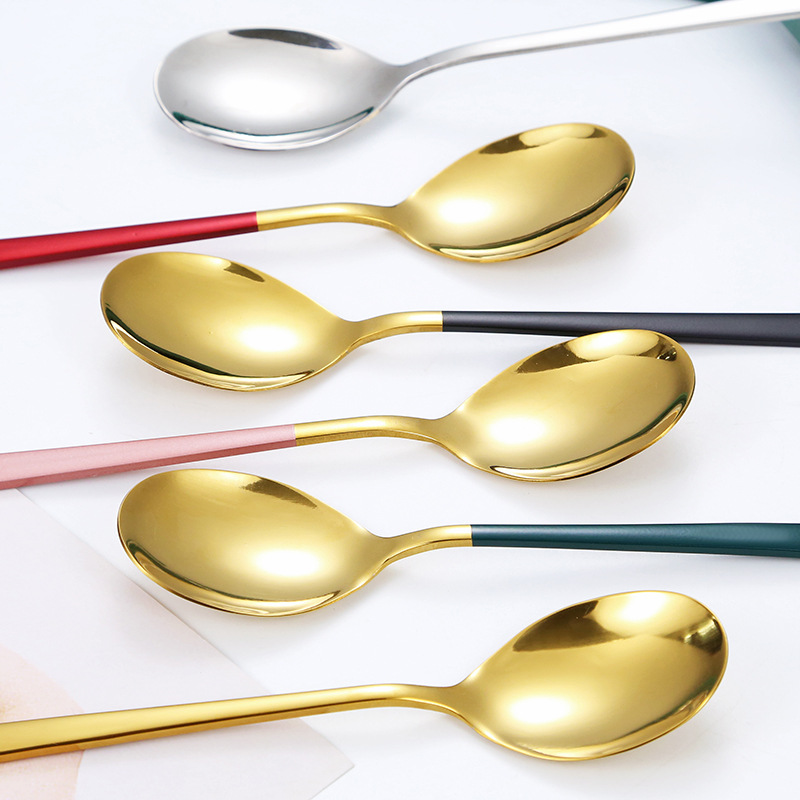 20Cm Rvs Goud Koffie Lepel Theelepels Servies Ijs Dessert Lepels Met Lange Handvat Bestek Keuken Accessoires