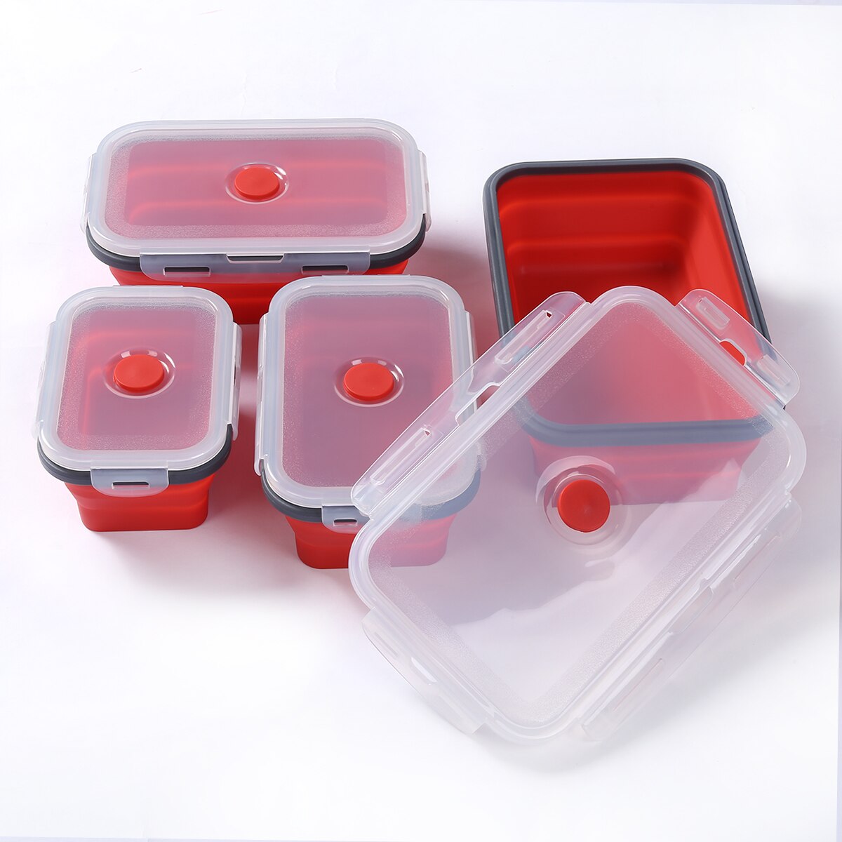 4 Stuks Set Opvouwbare Siliconen Voedsel Lunchbox Fruitsalade Opslag Voedsel Doos Container Servies Gunstig Lunchbox