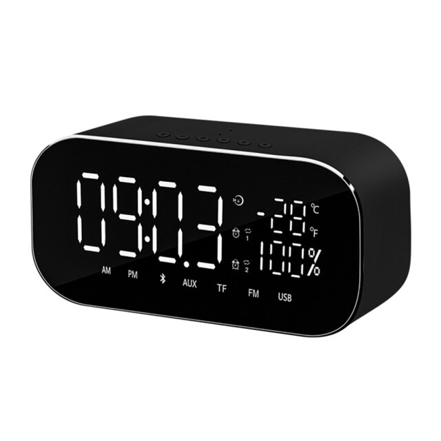 Smart Alarm Clock with Bluetooth Speaker Dual Alarm Clock Portable Clock 3 Lightness for Bedroom Study: Black