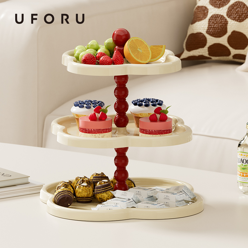 UFORU-Tablett, mehrstöckiges Wohnzimmer, exquisites Nachmittagstee-Herztablett mit hohem Erscheinungsbild, französisches Kuchen-Dessert-Snack-Tablett