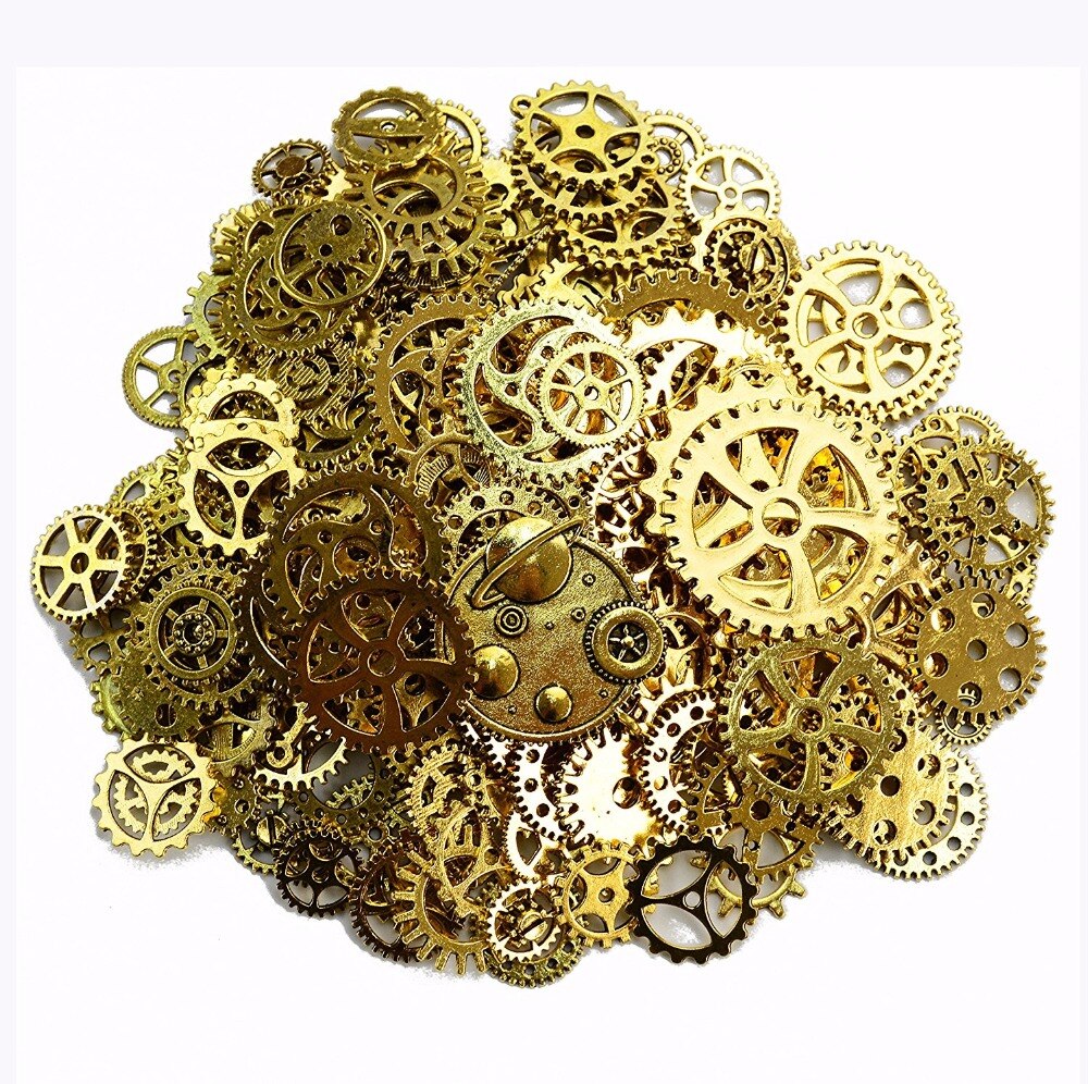 About 120g/lot DIY Jewelry Making Vintage Metal Mixed Gears Steampunk Gear Pendant Charms Bronze Bracelet Accessories