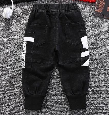 Pojat casual pants mustat värit lasten urheiluhousut haaremihousut lasten puuvillahousut