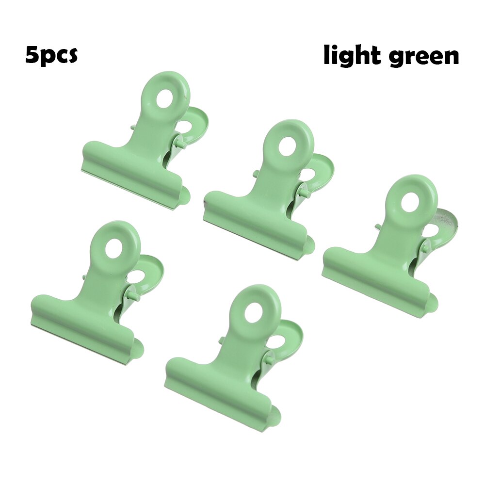 6/5Pcs Stainless Steel Binder Clip Metal Bag Clips Letter Paper Photo File Clamps Calendar Food Sealing Tools Kitchen Supplies: light green