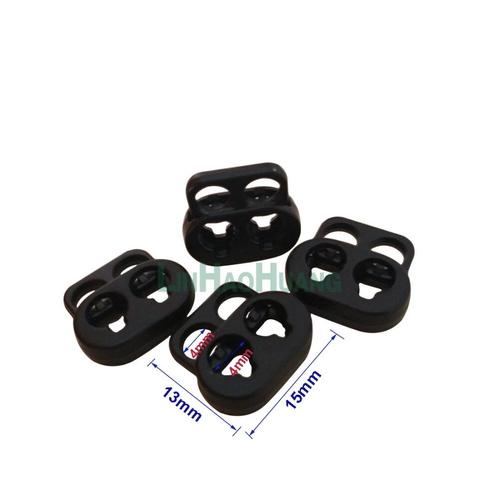 50 Uds. De tapones de Metal negro mate, cierre de palanca de resorte de 4mm, agujeros, hebilla, abrazadera de cuerda, cierres de cordón, topes de cordón, hebillas de Clip de extremo