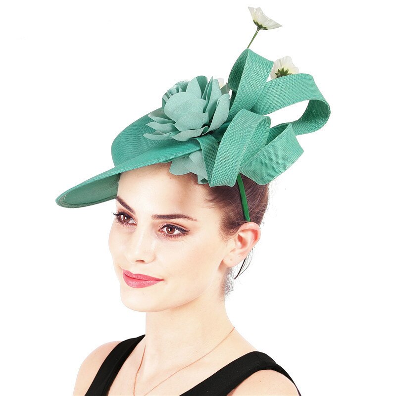 Exaggerated Big Hat British Hat Court Banquet Catwalk Headwear Hat Jade Green Fascinator Fedora Fascinators For Women
