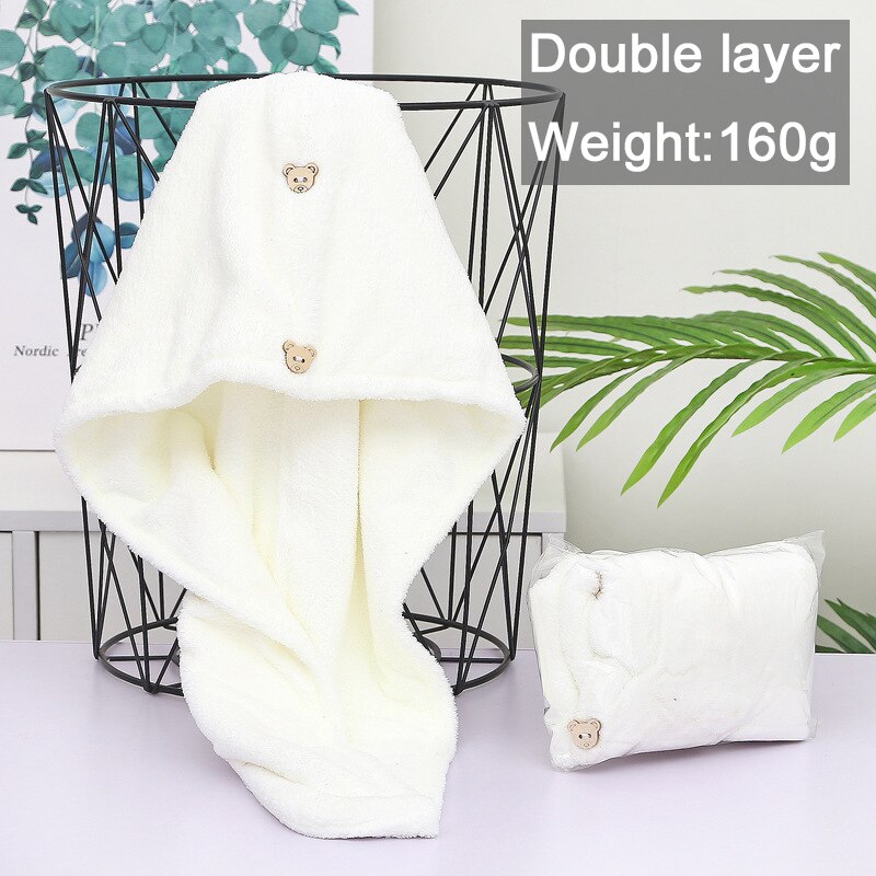 Women Towels Bathroom Microfiber Towel Rapid drying Hair Towel Bath Towels For Adults toallas microfibra toalha de banho: White-Double layer