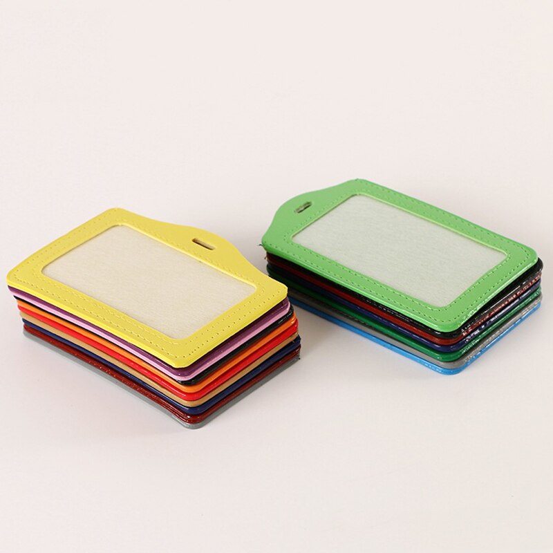 2pcs Pu Leather Card Holder ID Badge Case Credit Card Bank Card Storage Holder Certificate Set Office Stationery Random Color