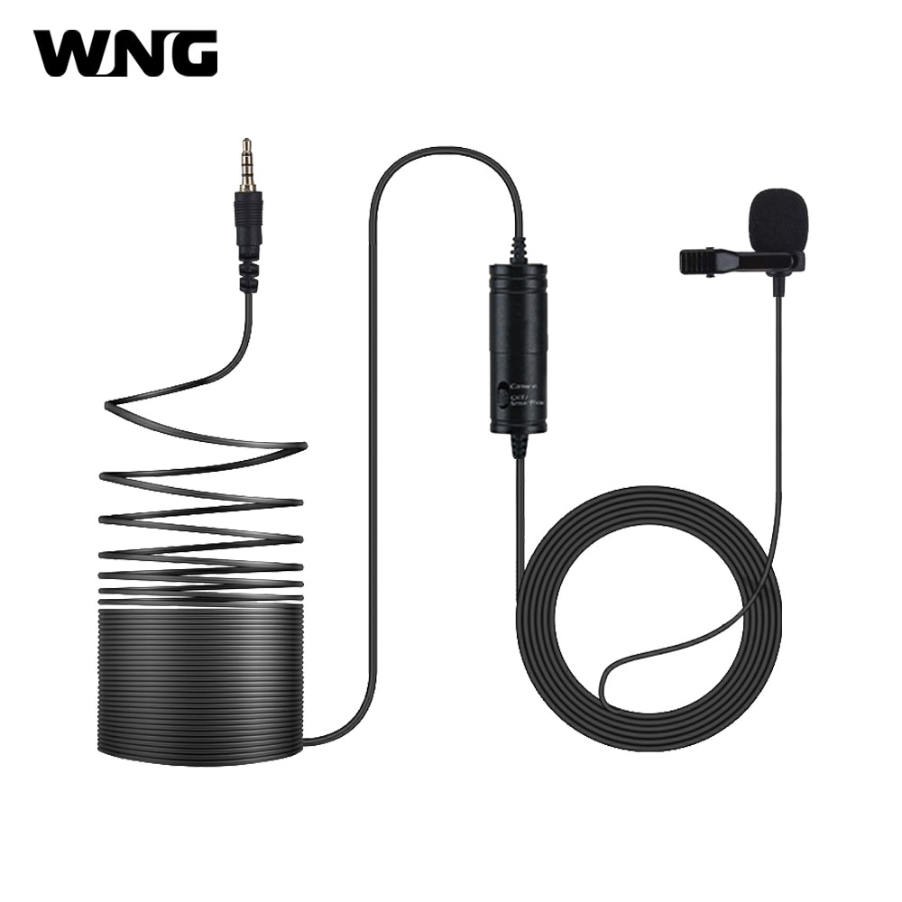 Omni-directional Lavalier Microphone with Metal Clip 3.5mm to 6.5mm Adapter 6M Long Cord for Smartphone and Cameras