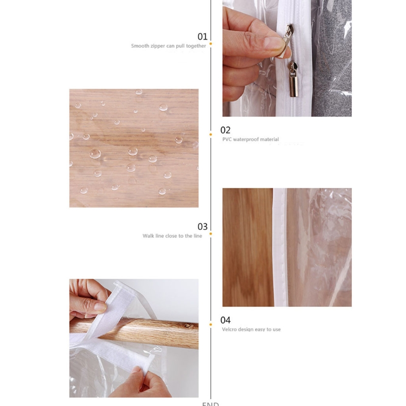 Hanging Garment Bag Clear Window Wardrobe Closet Clothes Storage Pouch Case Organizer Coat Suit Dust Cover