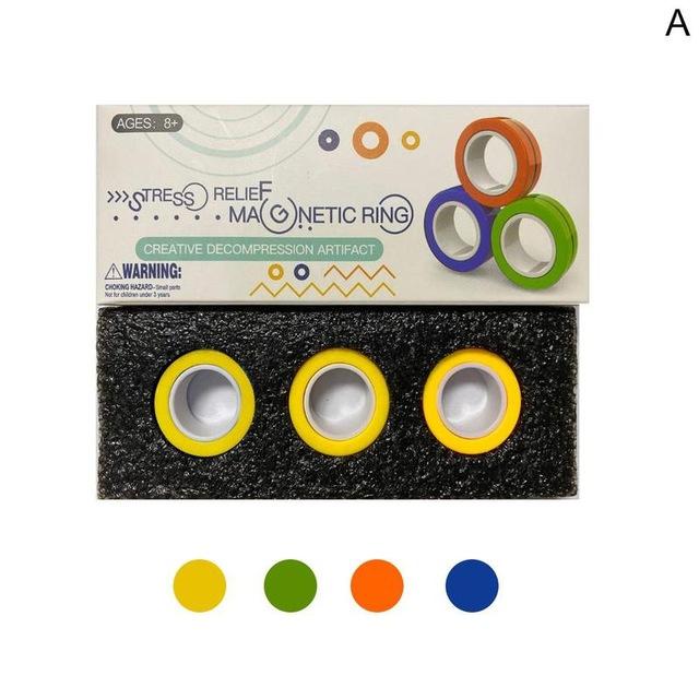 Anti-stress magnetiske ringe magisk magnetisk armbånd ring unzip legetøj angst lindring fokus børn dekompression fidget legetøj: En gul