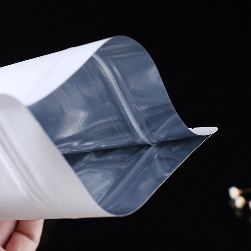 50pcs/lot White Aluminum Foil Self Sealed Packaging Bags Coffee Bean Baking Food Bag