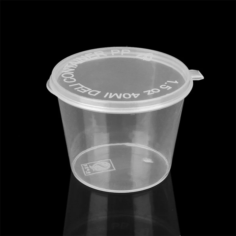 Pots de Sauce en plastique avec couvercles, 50 pièces, tasse de Sauce alimentaire, conteneurs d'emballage jetables anti-fuite, pansements à salade, condimento