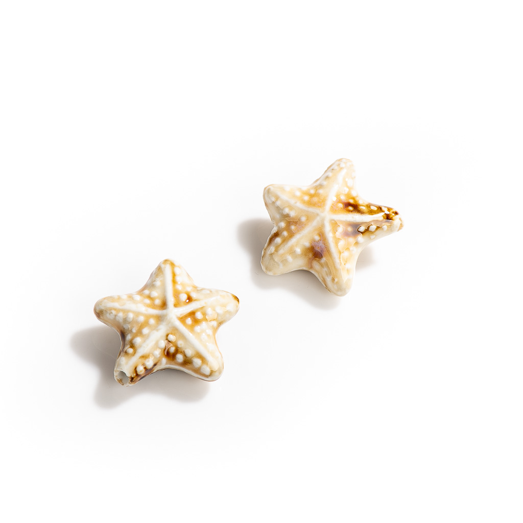 40 # Colgante de cuentas de cerámica de estrella de mar grande roja, forma especial de , fabricación de joyas de porcelana para collar y pulsera, 2 uds. # XN171: Rosa