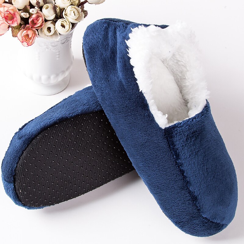 Zapatillas de casa de felpa para mujer, zapatos de aislamiento suave, cálidos, de interior, talla grande 48, Invierno