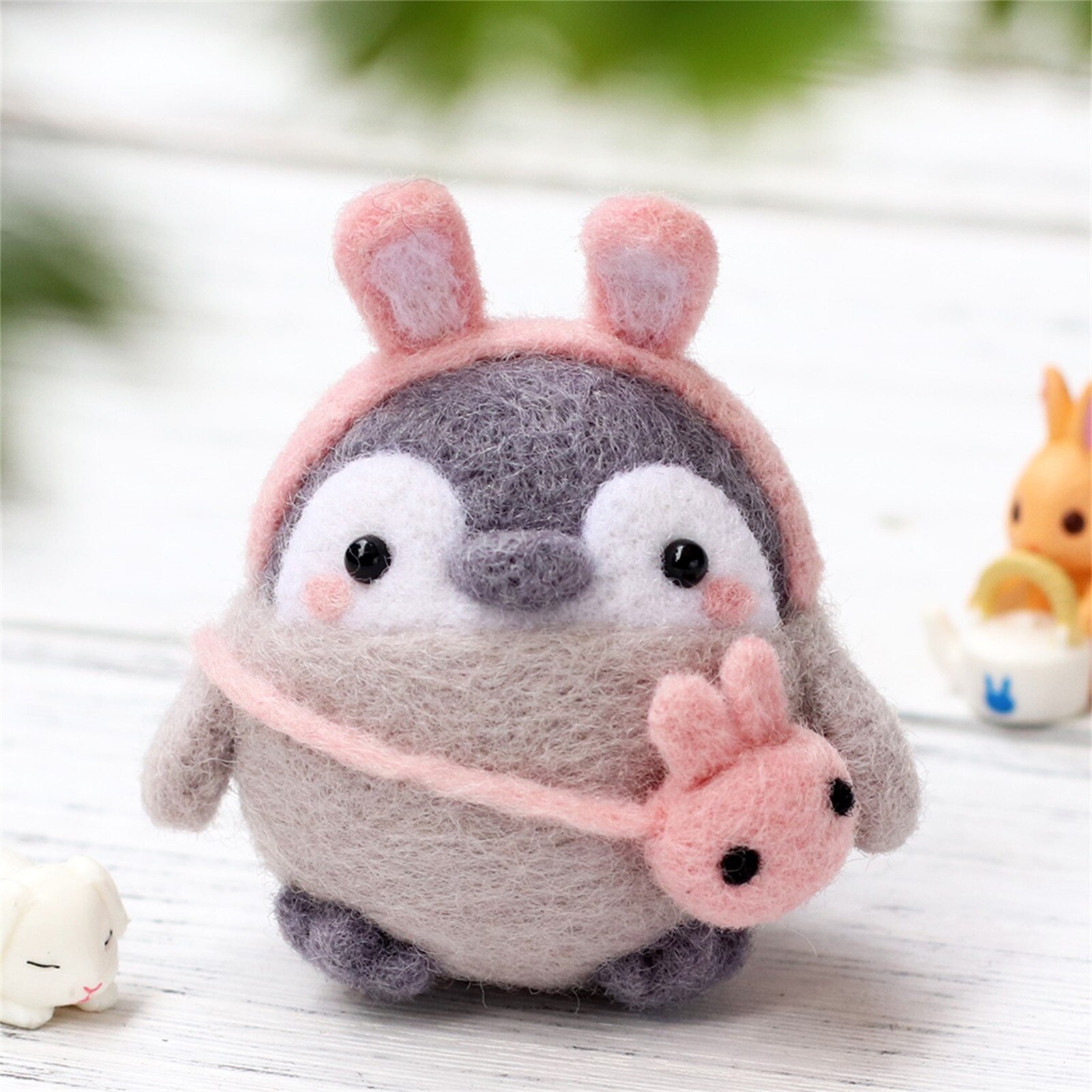 Kawaii Pinguin Handgemachte DIY Sack Wolle Filze Material Paket Nadel Filzen Bausatz Plüsch Spielzeug Erwachsene freundlicher Anfänger Hause Spaß Fieltro: D