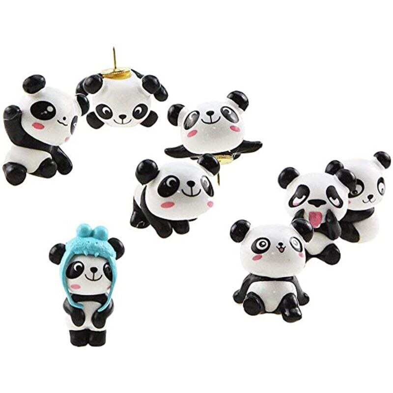 Panda form häftstift söt tecknad teckning nål trycknålar för kartor kalender 8 st