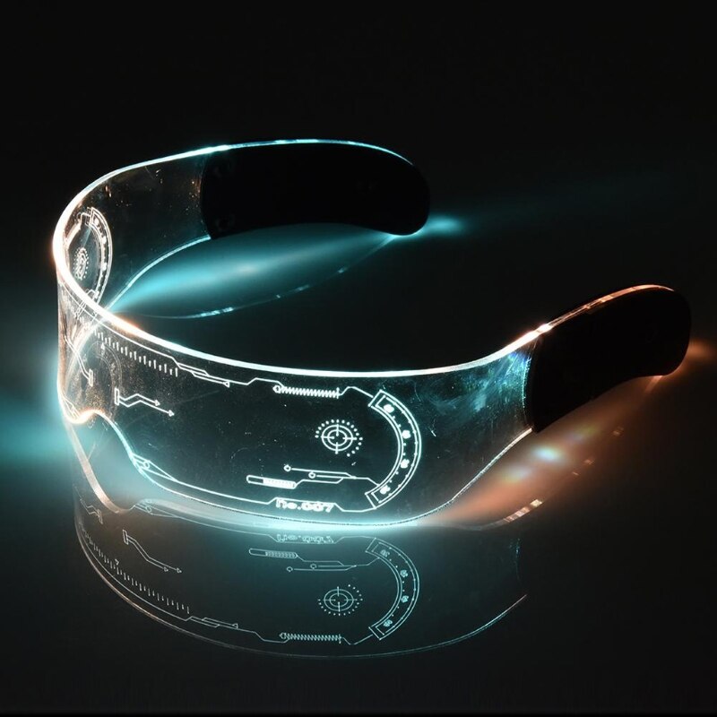 LED Luminous Glasses Futuristic Electronic Visor Glasses Light Up Glasses Prop For Halloween Festival Performance Top