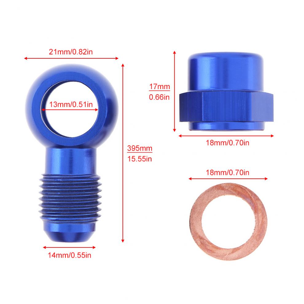 Universal aluminium brændstof pumpe banjo bolt 8mm (5/16 ") tryk på udløb banjo adapter fitting med hætte