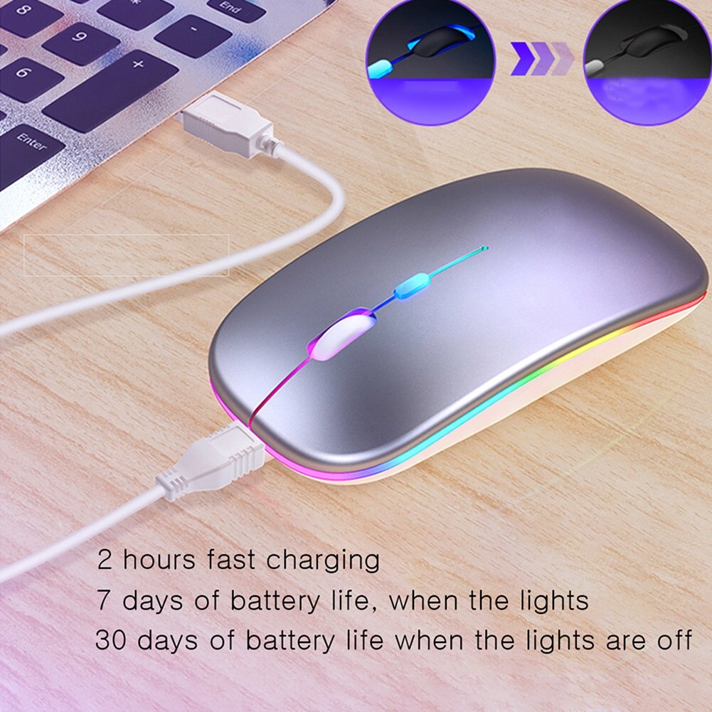 2.4G Wireless Bluetooth LED Mice USB Ergonomic Gaming Mouse for Laptop Computer Wireless Mouse Rechargeable Ergonomic Silent