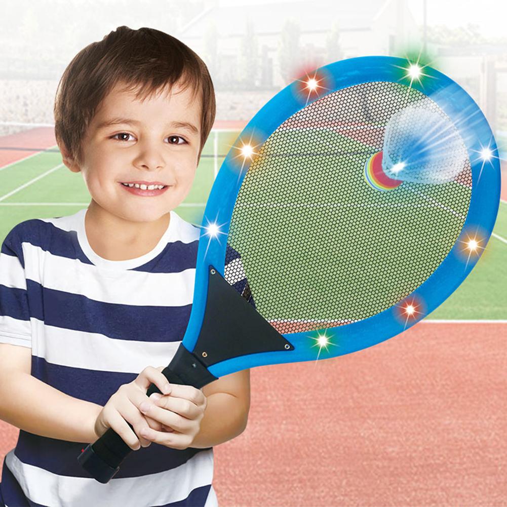 Ledet lysende badminton ketcher sæt letvægts badminton fjerbold spil sæt til udendørs indendørs sportsaktiviteter