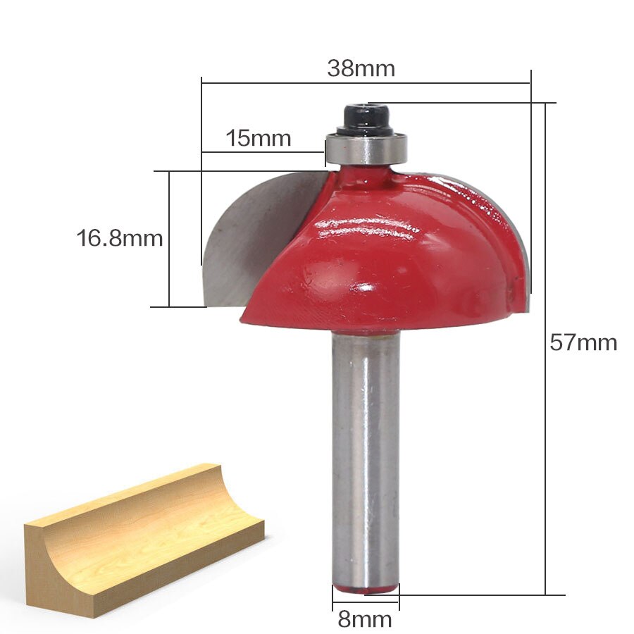 1pcs/set Cove Bit With Bearing 8mm shank Cove Edging and Molding Router Bit - 7/8" Radius - 8" Shank