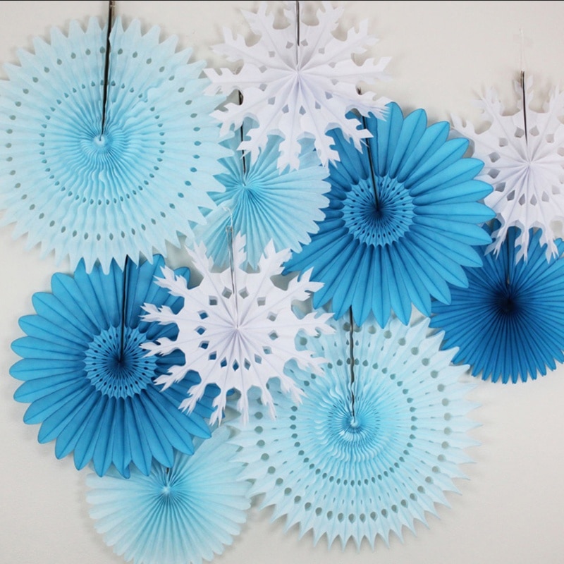 Eventails en papier découpé, 5 pièces de 8 pouces, 20cm, fleurs suspendues, artisanat pour douches, fête de mariage, Festival d&#39;anniversaire