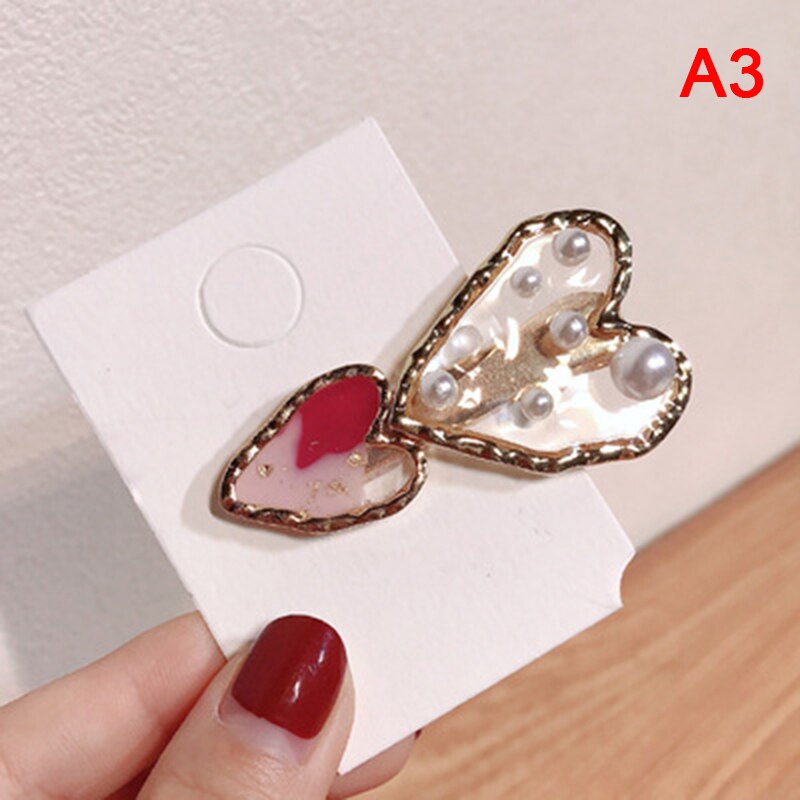 1Pcs Parel Rode Liefde Haarspeld Mode Haarspeld Eendenbek Clip Kant Clip Meisje Pony Clip Hoofdtooi Haarspeld: A3