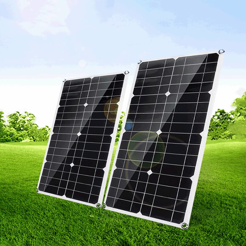 50W Solar Panel Charging Board Dual USB Output Solar Cells with 10A/20A/30A/40A/50A/60A Controller Battery Charger for Outdoor