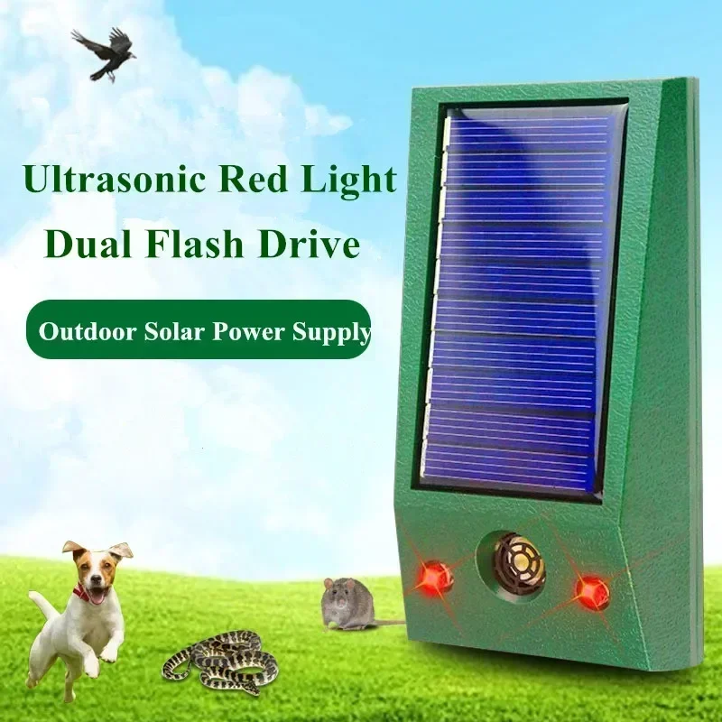 Waterproof IP58 Solar-Powered Bird Repellent – Ultrasonic Pigeon Deterrent with Strong LED Flashing: Default Title