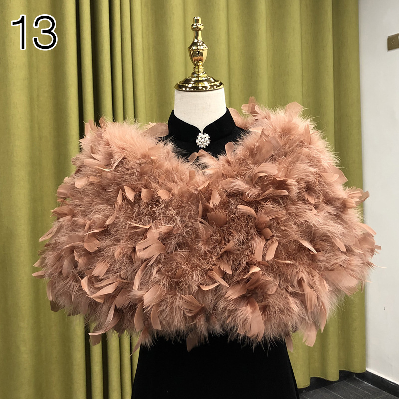 Chales de piel de Color liso, abrigos elegantes de plumas de avestruz blancos, Boleros de piel para boda, chales nupciales, chaquetas para vestidos de noche: Rojo