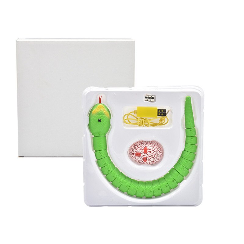Rechargeable Remote Control Snake Prank Toys Infrared RC Naja Cobra Viper with Egg Automatic Eletronic Snake Cat Teasering Play: Green with box