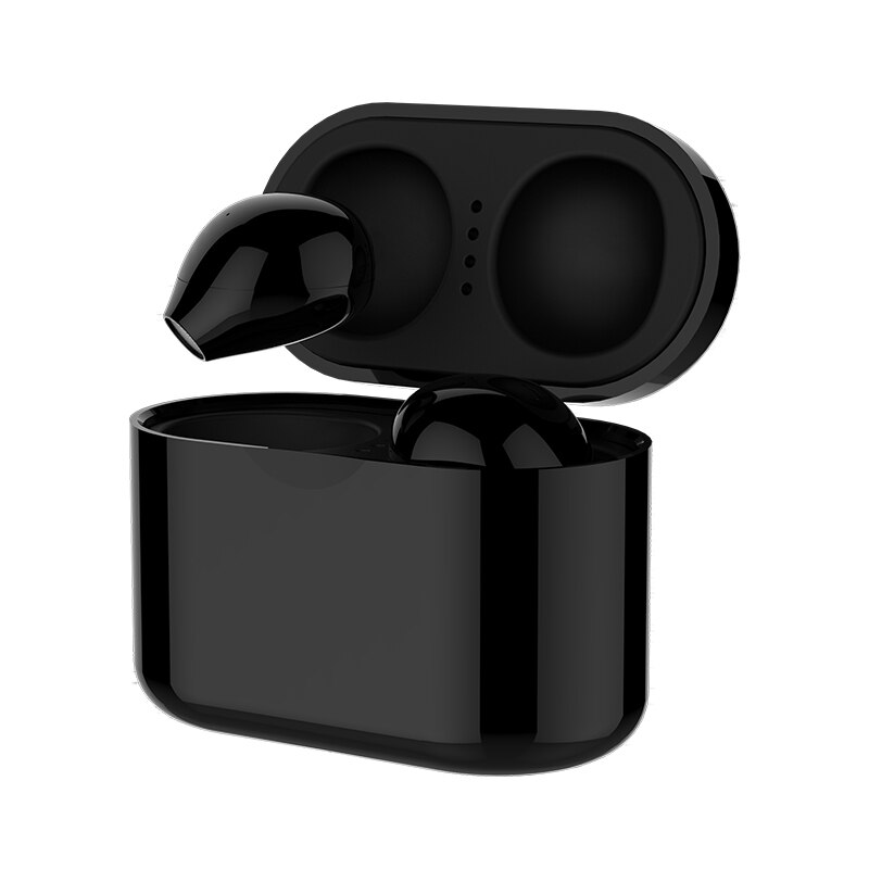 Ultra lille mini skjult trådløs bluetooth 5.0 øretelefon touch control bærbar opladningsetui øretelefoner tws sport headset: Sort