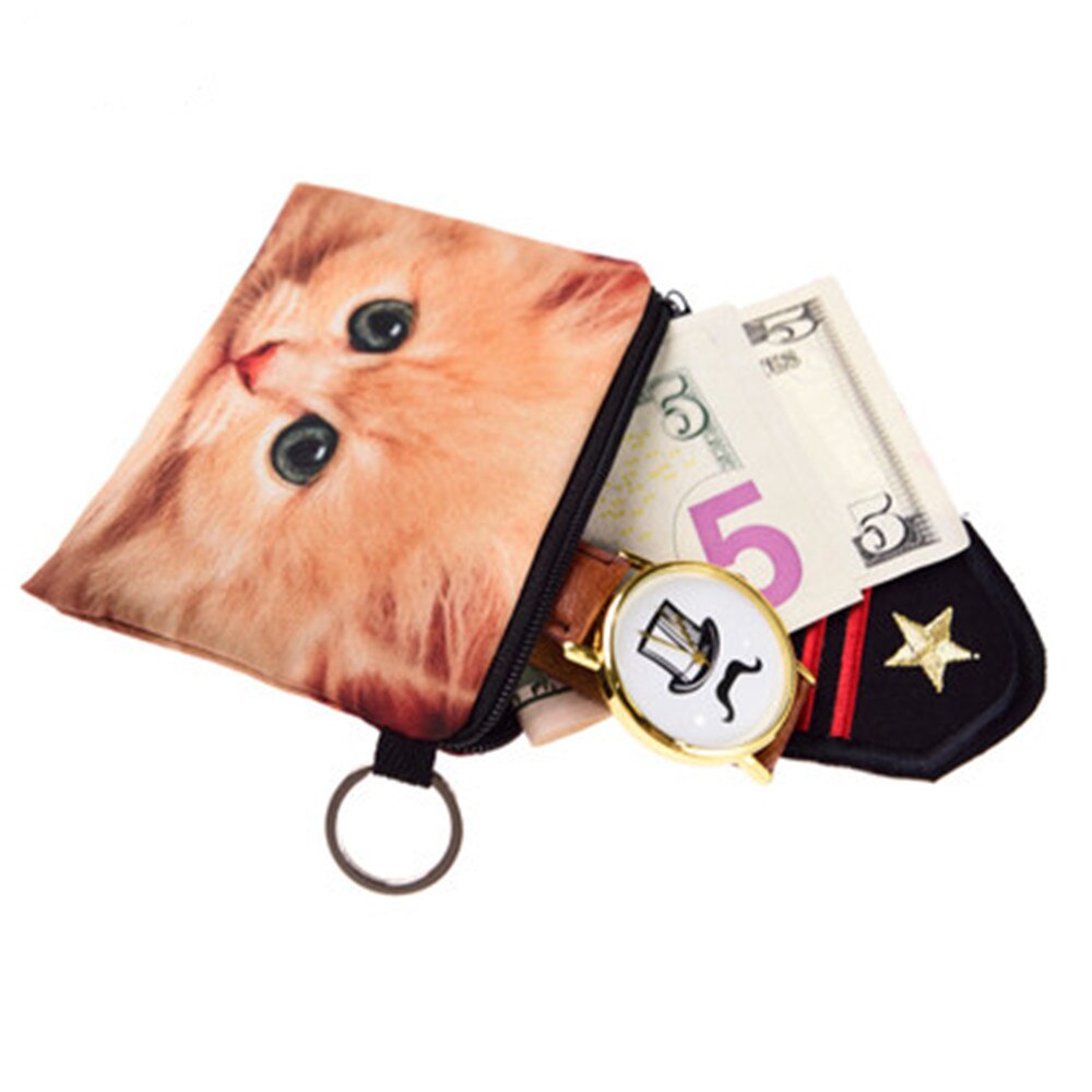 Cute Cat Coin Purse Kids clutch wallet Women mini Wallet zipper cartoon Bag Pouch Holder change purse Female: 5