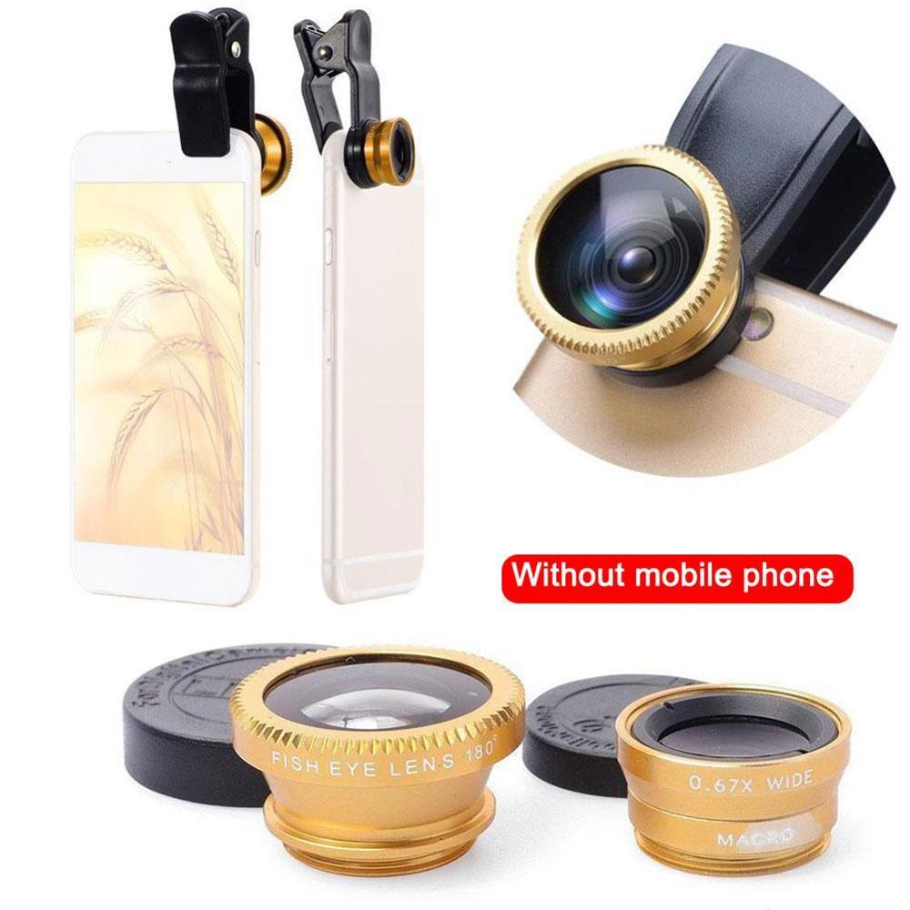 Phone Lens Fisheye Lens 0.67x Wide-angle Zoom Lens Fisheye Lens 6x Macro Lens Camera Kit with Mobile Phone Clip for Smartphone