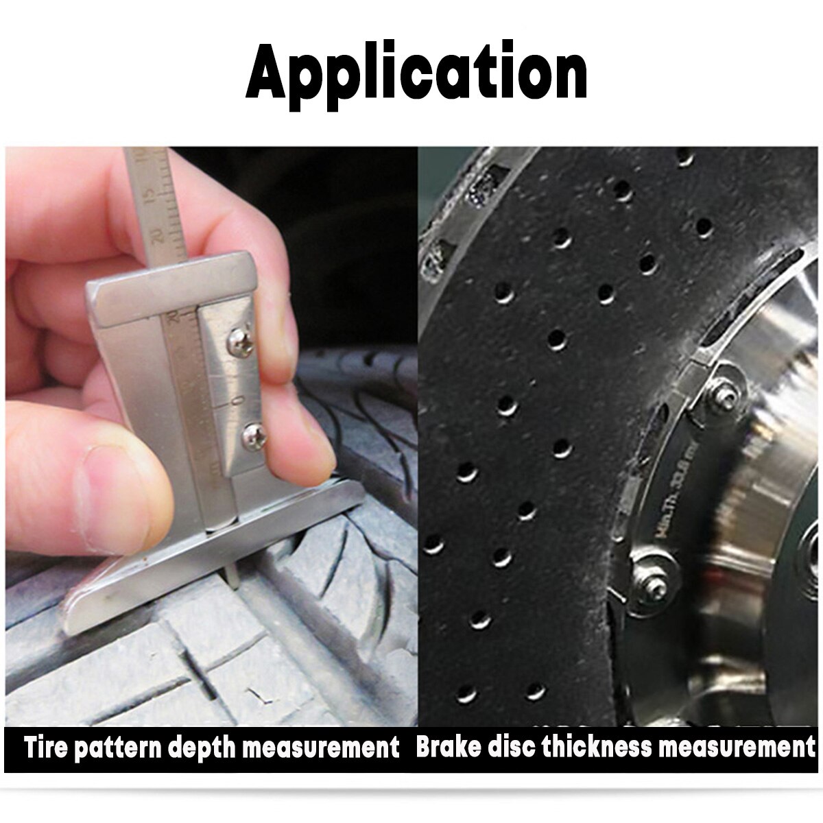 ZEAST Aluminium Reifen Reifen treten Tiefe Messgerät + Bremsscheibe 0-60mm Vermesser Werkzeug Dicke Lineal Sauerei werkzeug Sattel