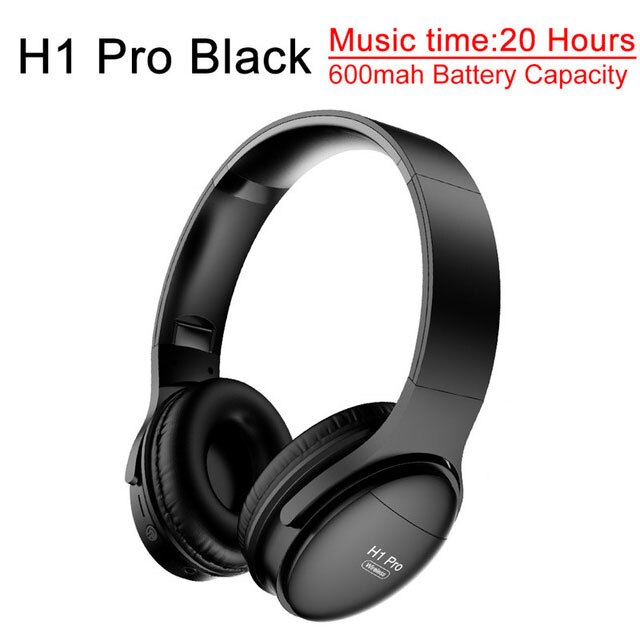 H1-Auriculares auriculares inalámbricos con Bluetooth con cancelación de ruido para videojuegos, cascos con micrófono, compatible con tarjeta TF, estéreo HIFI: H1 Pro Black