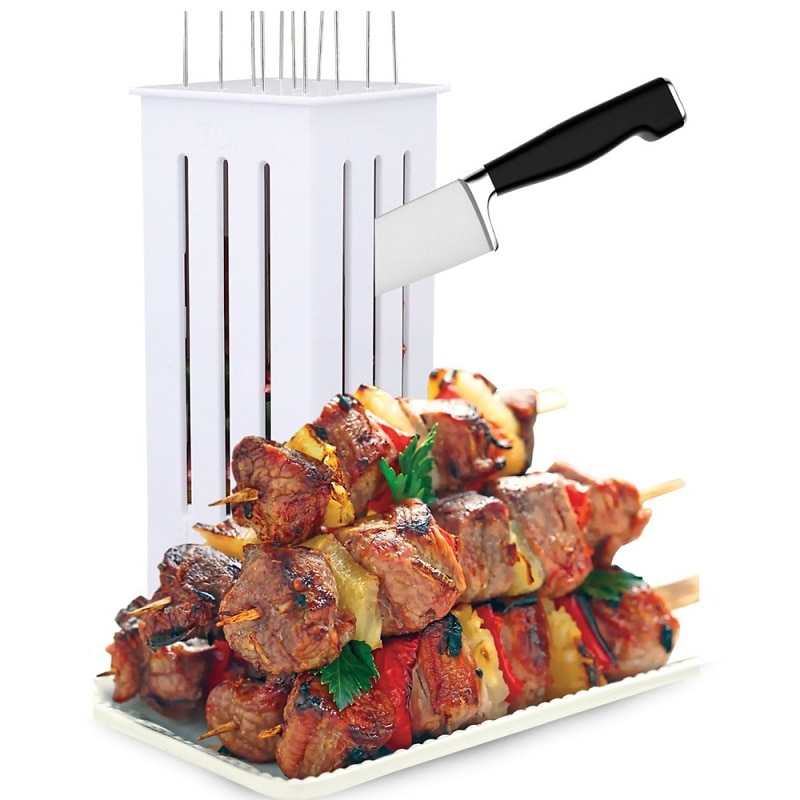 Lätt grill kebab maker kött brochetter spett maskin bbq grill tillbehör verktyg med 16 spett