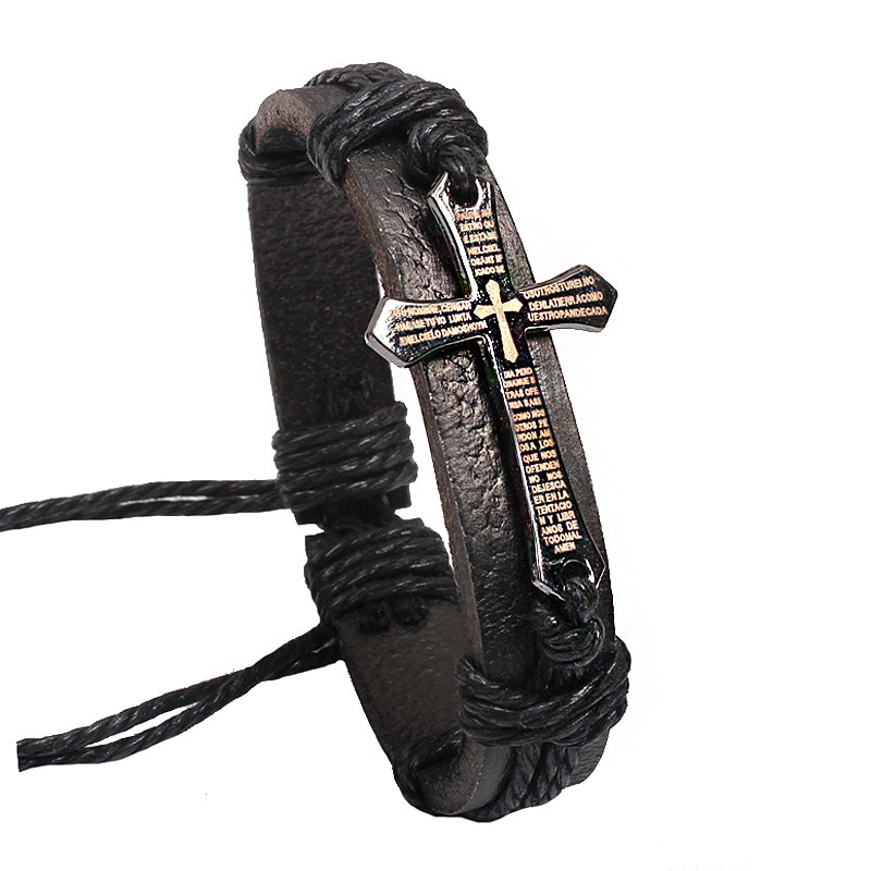 CIBOCIBO Cross Bracelet Men Vintage Leather Rope Classic Bracelet Men Braided Luxury Men Pulseras Mujer Moda