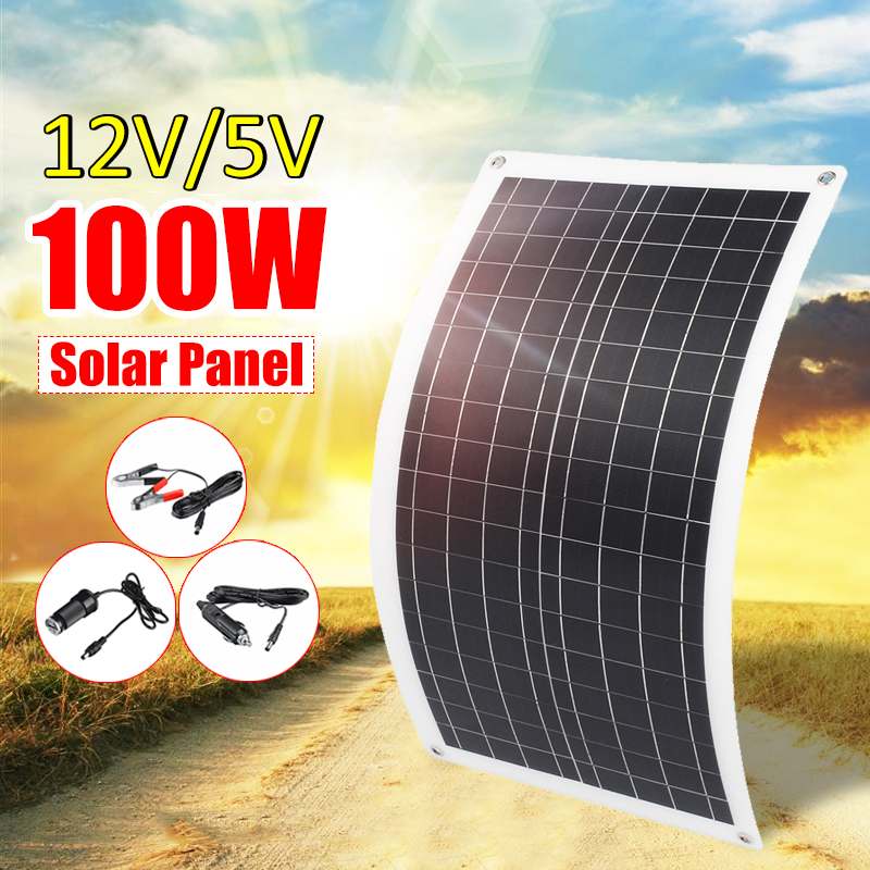 100W Zonnepaneel Usb 12V/5V Flexibele Solar Charger Voor Auto Rv Boot Battery Charger Waterdicht