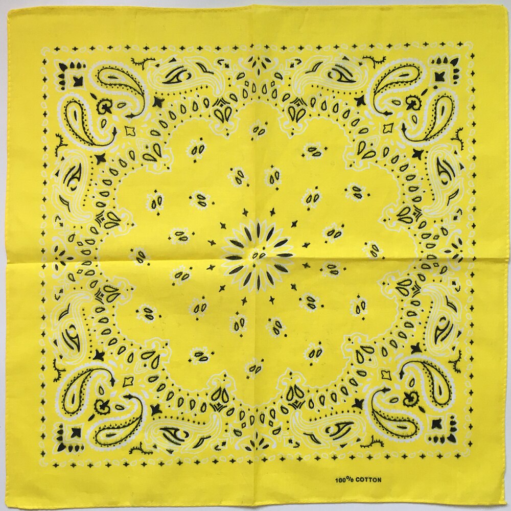 Bandana negra Unisex de mezcla de algodón estilo Hip Hop, cinta de pelo adorno de cabeza, pañuelo para cuello y muñeca, pañuelo cuadrado mágico para la cabeza: Yellow