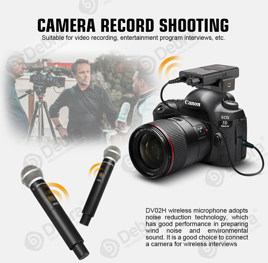 DV-01/02 Sistema de micrófono inalámbrico con micrófono Lavalier UHF con micrófono Lavalier, estabilidad de señal UHF, para cámaras DSLR